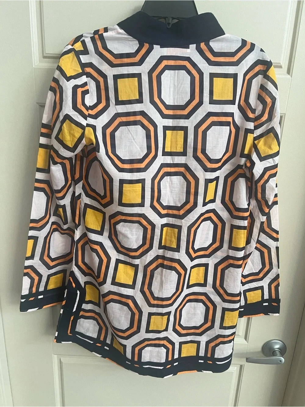 Tory Burch Geometric Print Tunic Sz M old money vacation summer resort coastal